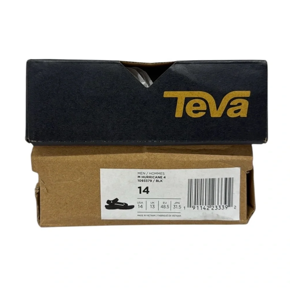 New-NIB Teva Hurricane 4 Black Hiking Outdoor Water Sport Sandals Men's Size 14